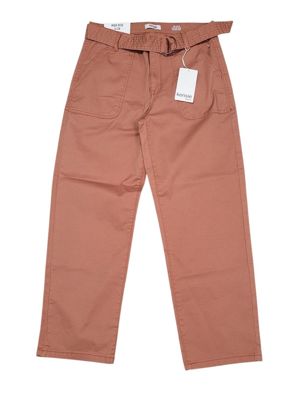 Kensie The Allie High Rise Slim Straight Crop Size 6/28 Terracotta NWT Earthy